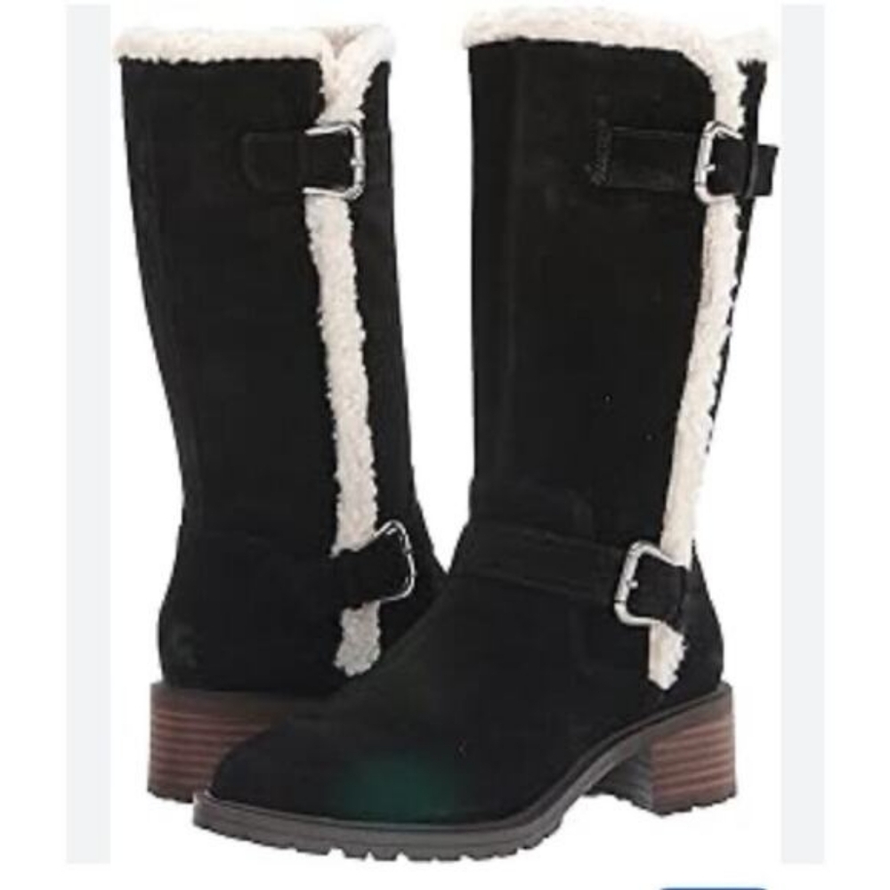 Lucky Brand Jacoba Shearling Trim Tall Mid-Calf Engineer Boots - Picture 8 of 13